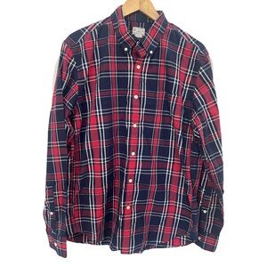 J. Crew Tailored By Long Sleeve Button Down Plaid Red and Blue Shirt Large
